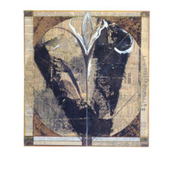 1993 - Iris No 5 - Sérigraphie, gouache et crayon sur papier imprimé collé sur papier fort - 46 x 41 cm