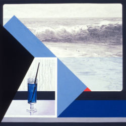1980 - Bleu d'horizon - Gouache et crayon sur papier - 57 x 56 cm